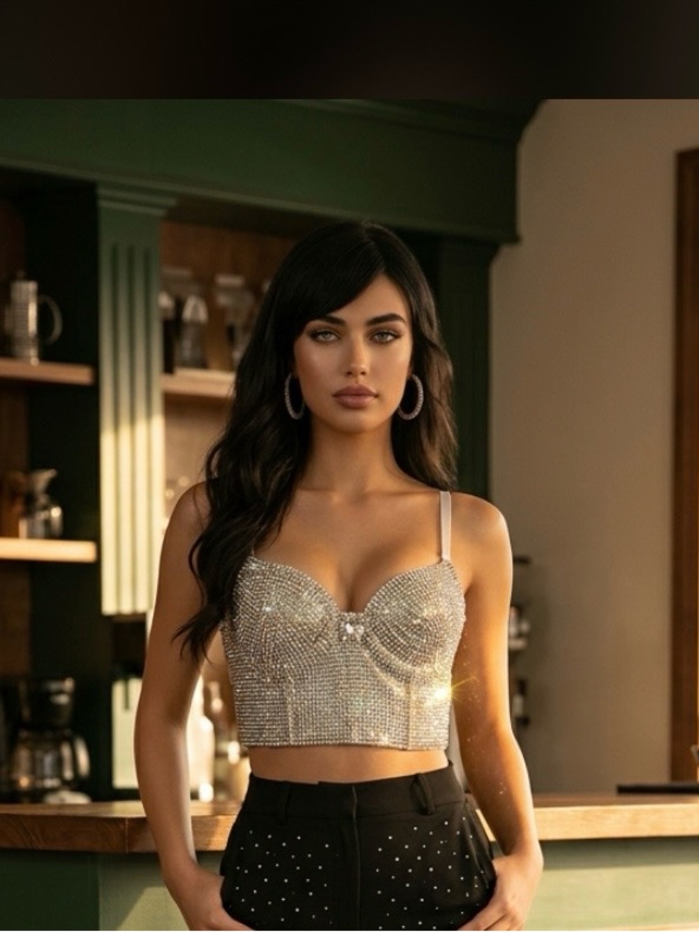 Windsor Silver rhinestone Cropped Bustier Cami